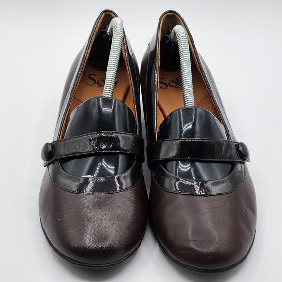 Sofft Mary Janes Womens 8.5 Leather Two-Tone Brown Heel Closed Toe Comfort Shoe - Picture 1 of 7